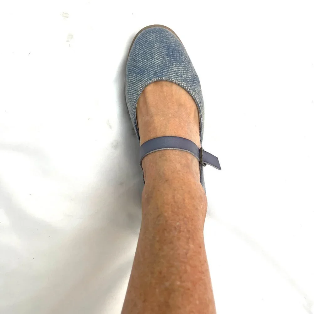 Blowfish Malibu Women Empower Mary Jane Comfort Footbed Denim Flat 7